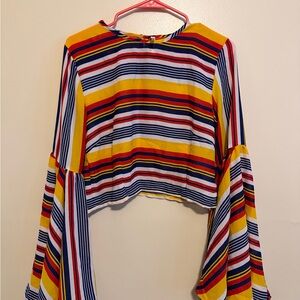 True Destiny Colorful Striped Bell Sleeve Blouse